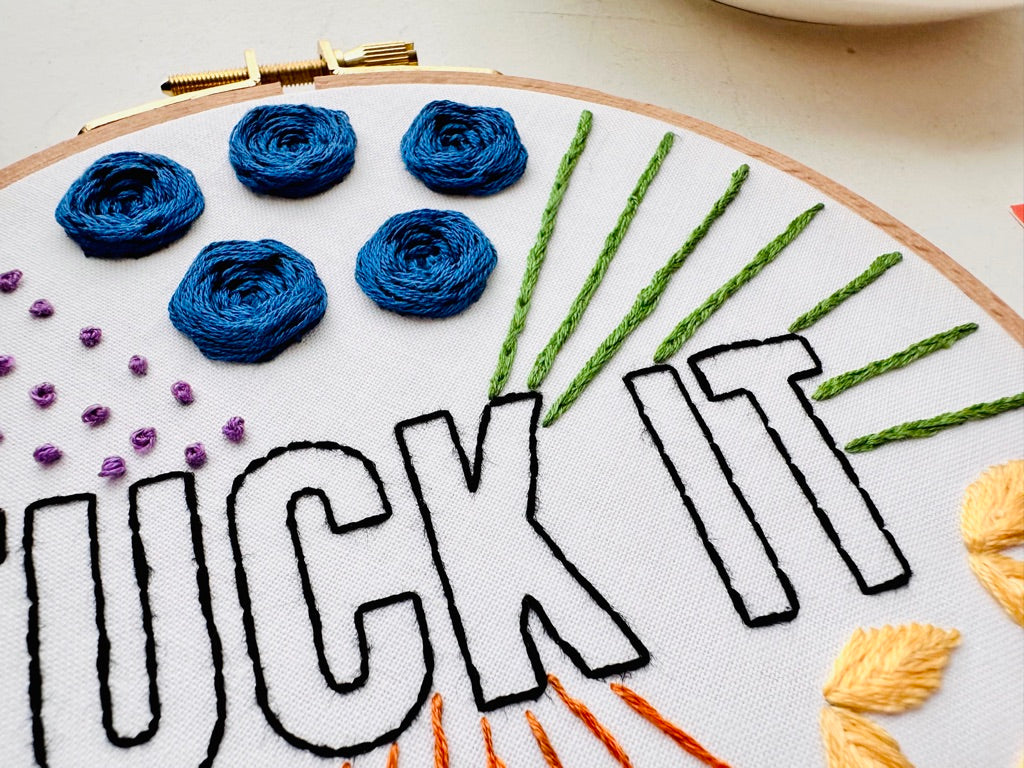Fuck it - Beginner Embroidery Stitch Sampler // Embroidery PDF Pattern Download 6 inch