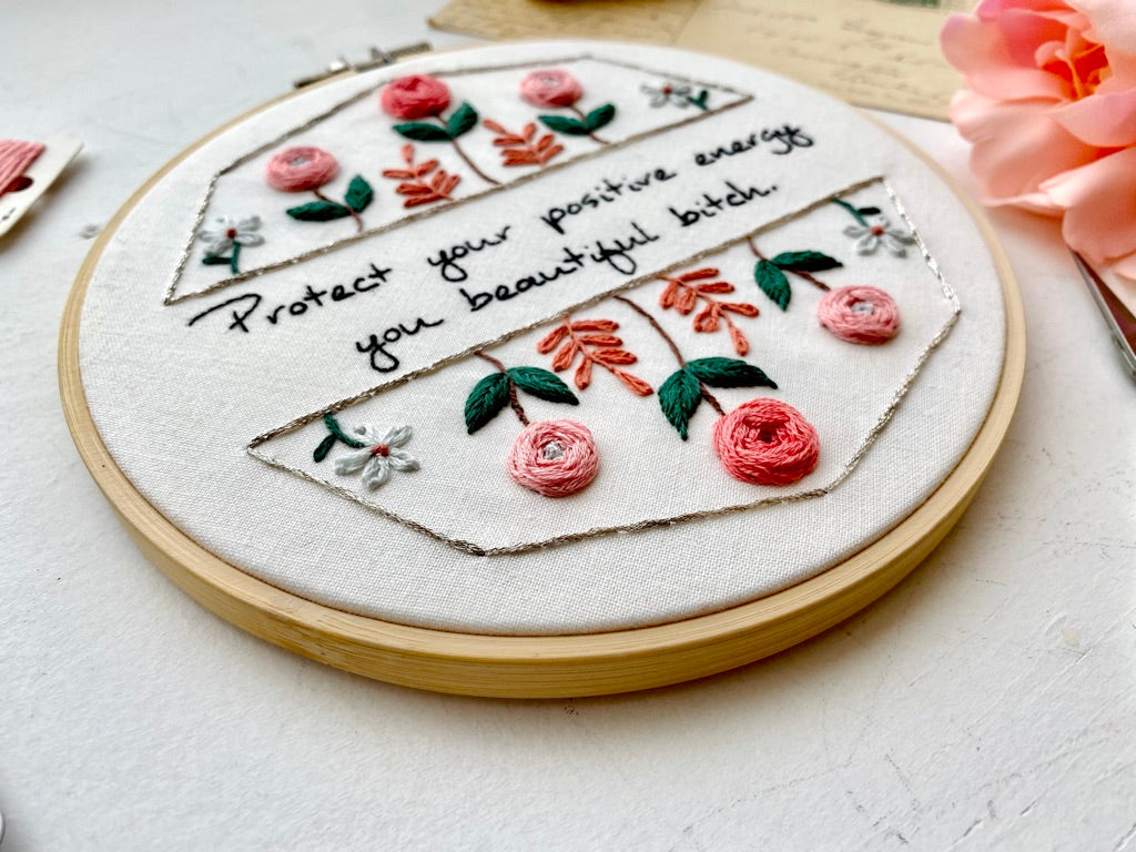 Protect your positive energy / Embroidery PDF Pattern Download 6 inch