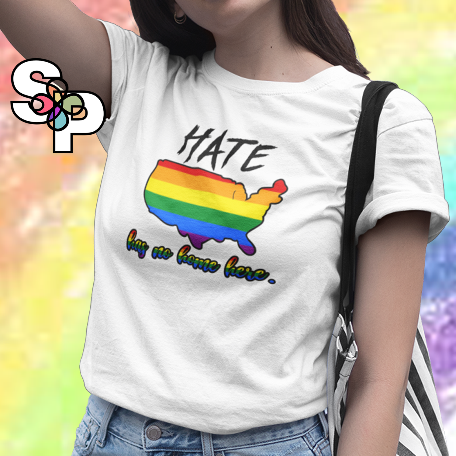 Hate Has No Home Here USA Adult T-Shirt LGBTQIA+