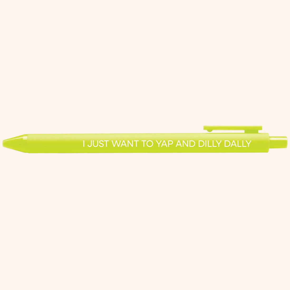 Yap and Dilly Dally pen detail — funny illustrated gel pen gift for her by MangoIllustrated