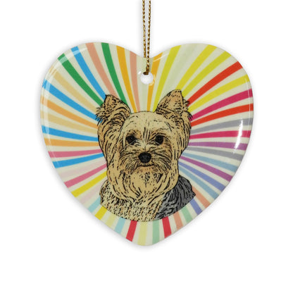 Yorkie Ceramic Heart Ornament