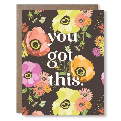 Greeting card with colorful flowers and &