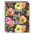 Greeting card with colorful flowers and &