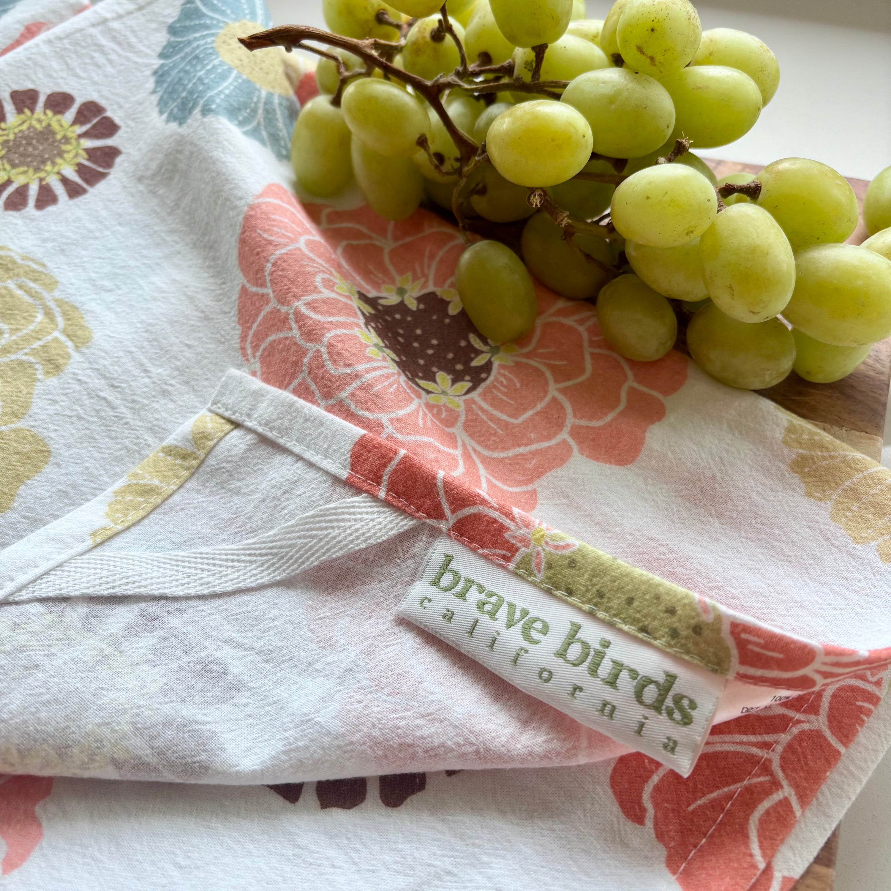 Zinnia Print Tea Towel