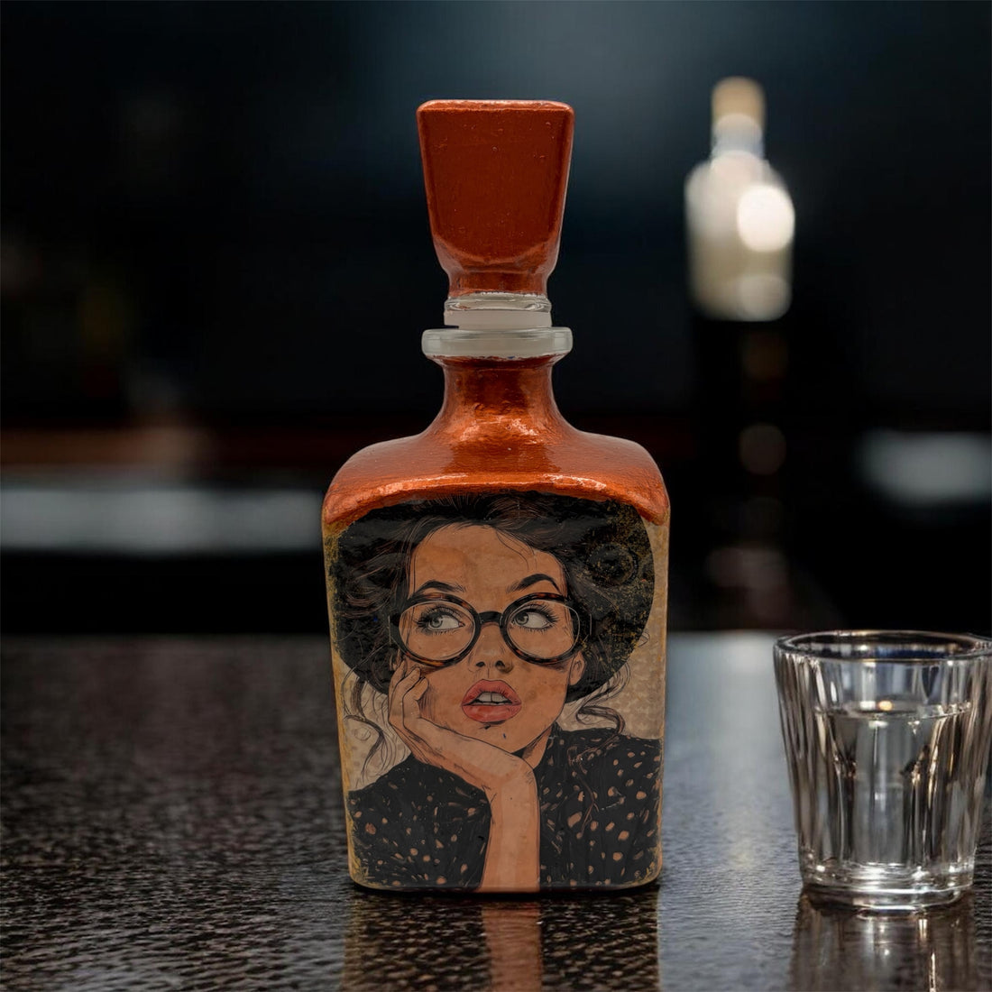 Diva Collectable Bottle: Copper Retro Women Refillable Bar Decor