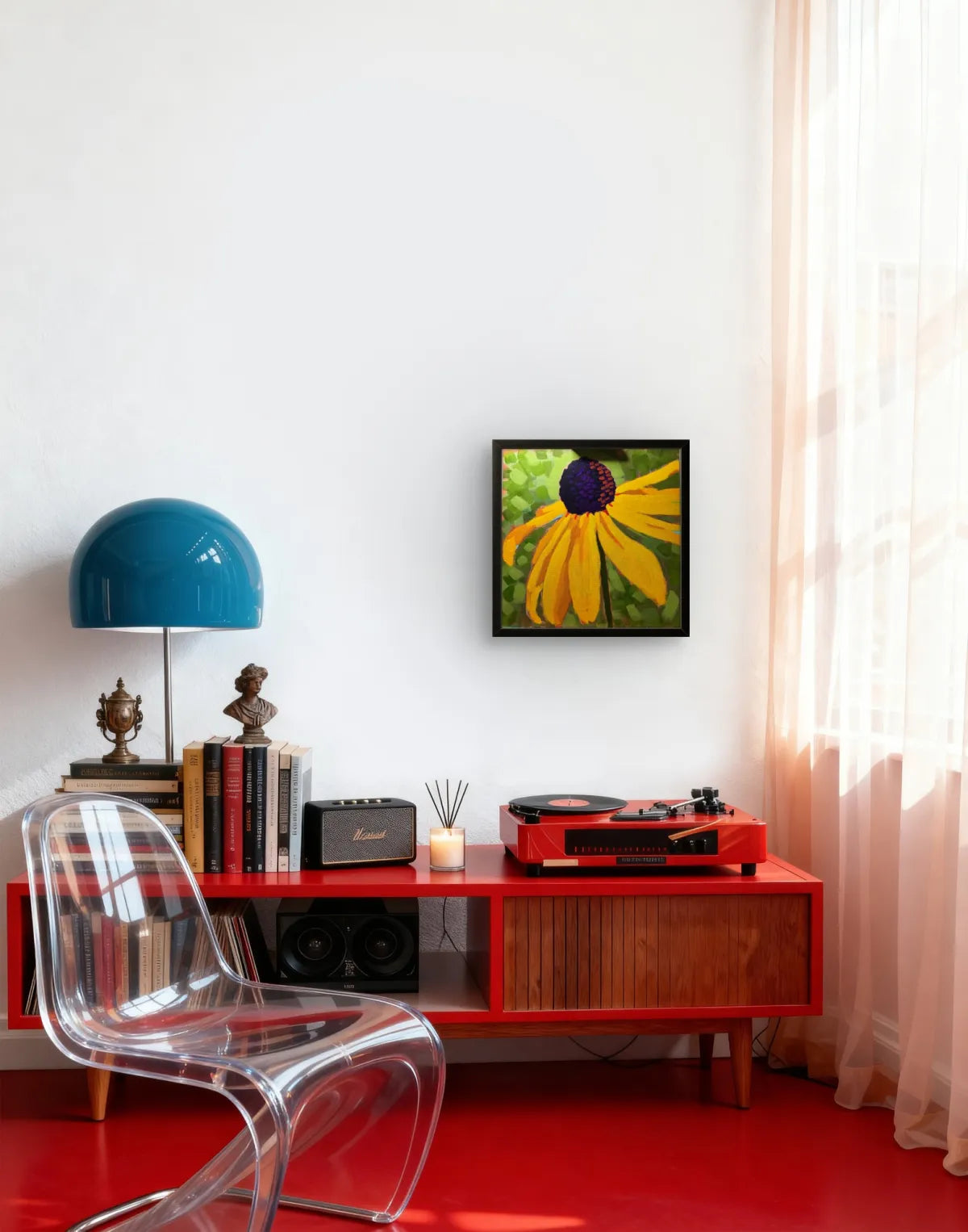Black-eyed Susan acrylic painting 12x12 framed