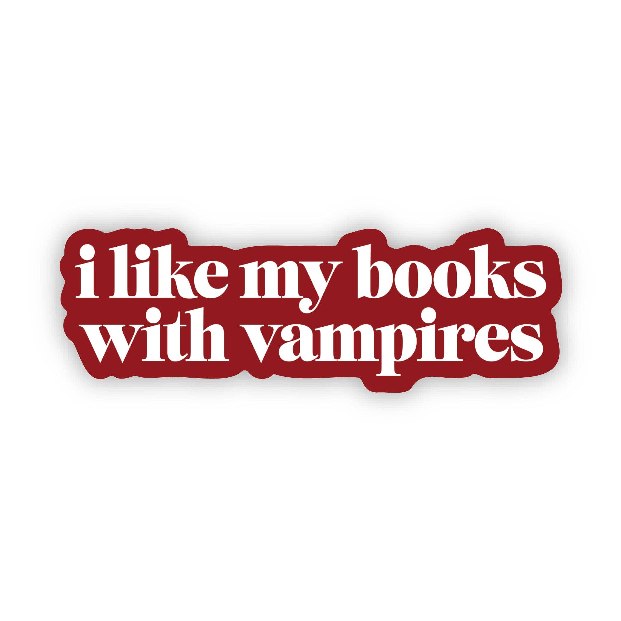 Red and white text sticker with &