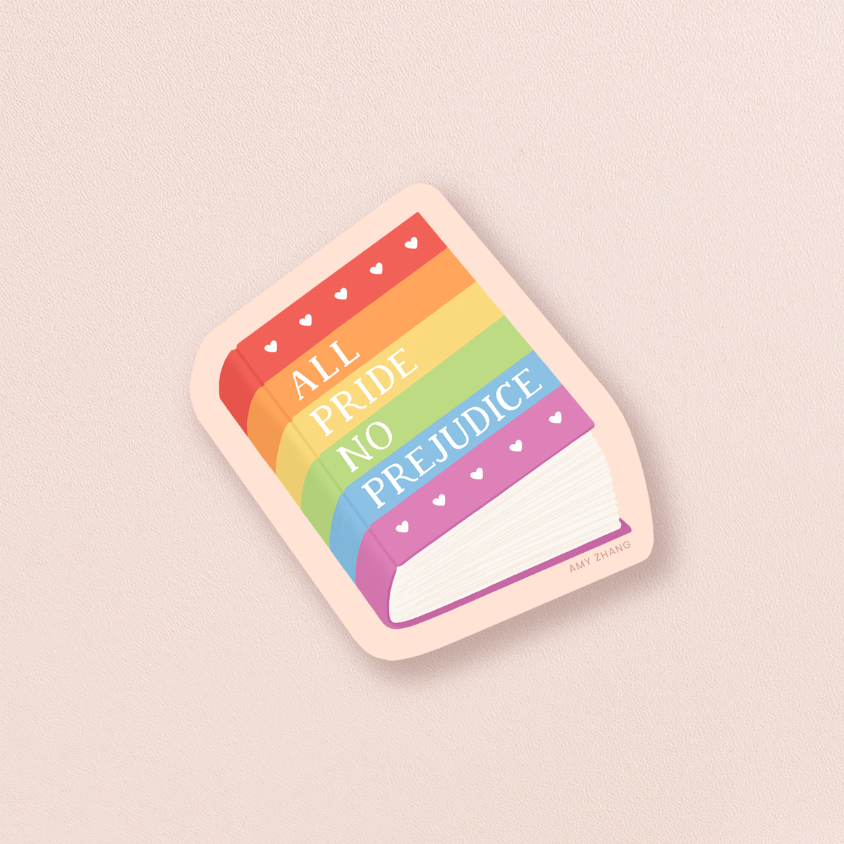 Rainbow-colored sticker with &