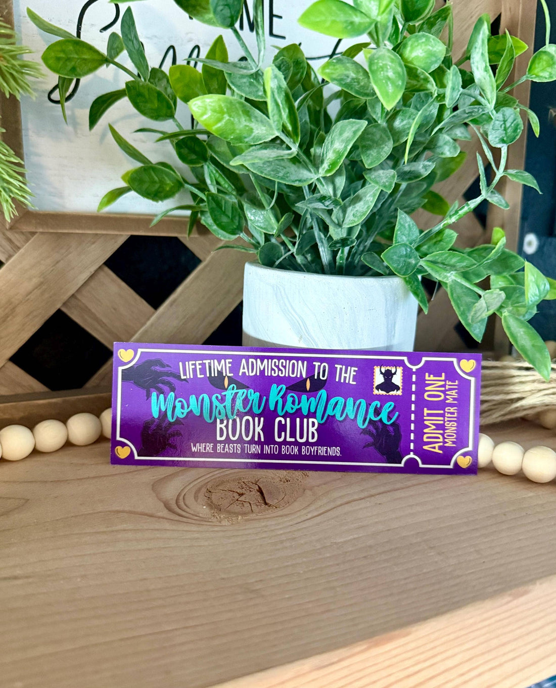 Monster Romance Book Club Ticket Bookmark