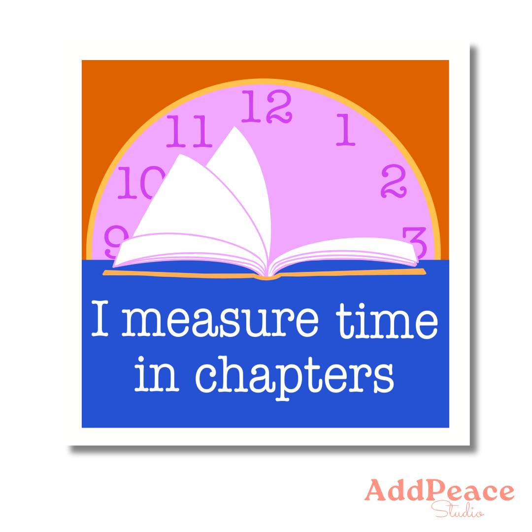 Clock with an open book design and text &