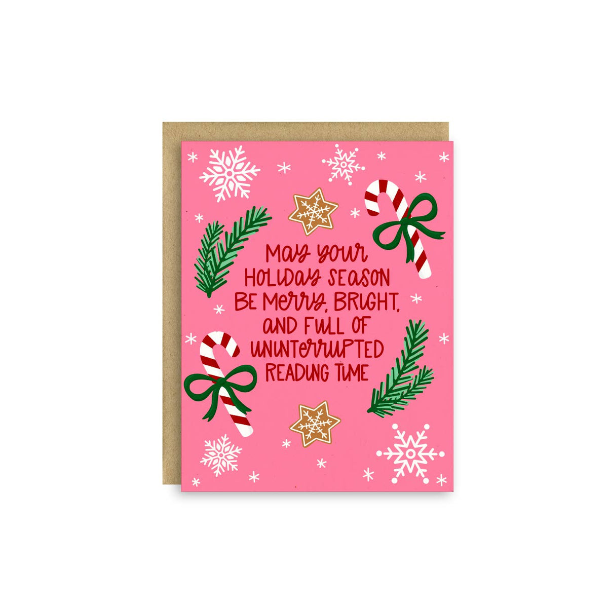 Merry &amp; Bright Reading Time Card | Book Lover Christmas Card