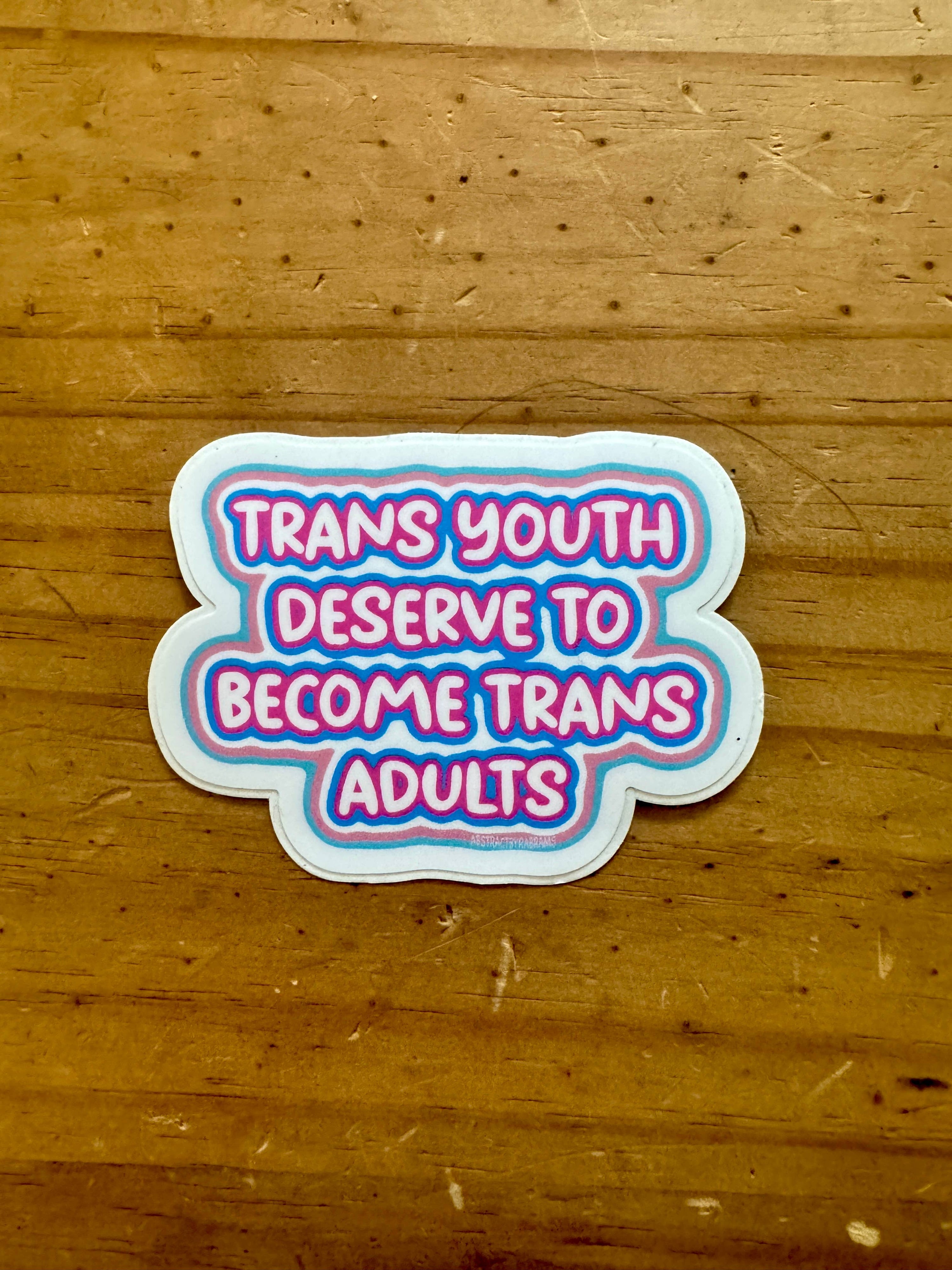 Trans Youth Deserve To Become Trans Adults Sticker | Waterproof Vinyl Pride Sticker
