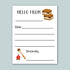a handwritten letter addressed to someone, with a list of blank spaces for the recipient&