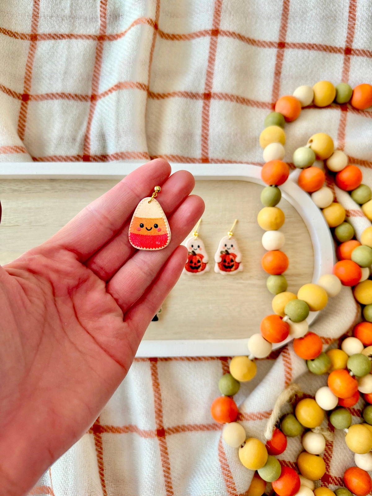 Cute Halloween Earrings | Candy Corn, Frankenstein &amp; Ghost Clay Earrings