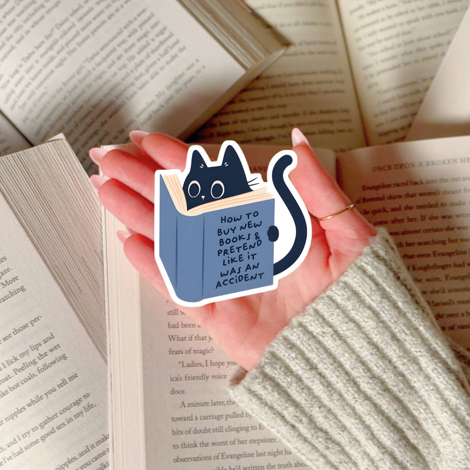 How To Buy New Books Sticker | Funny Cat Reader Sticker