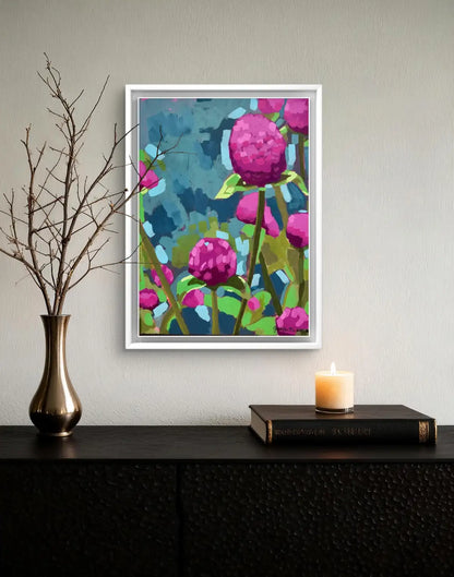 Original Pink Peony Painting, Modern Floral Art, 11x14 Canvas
