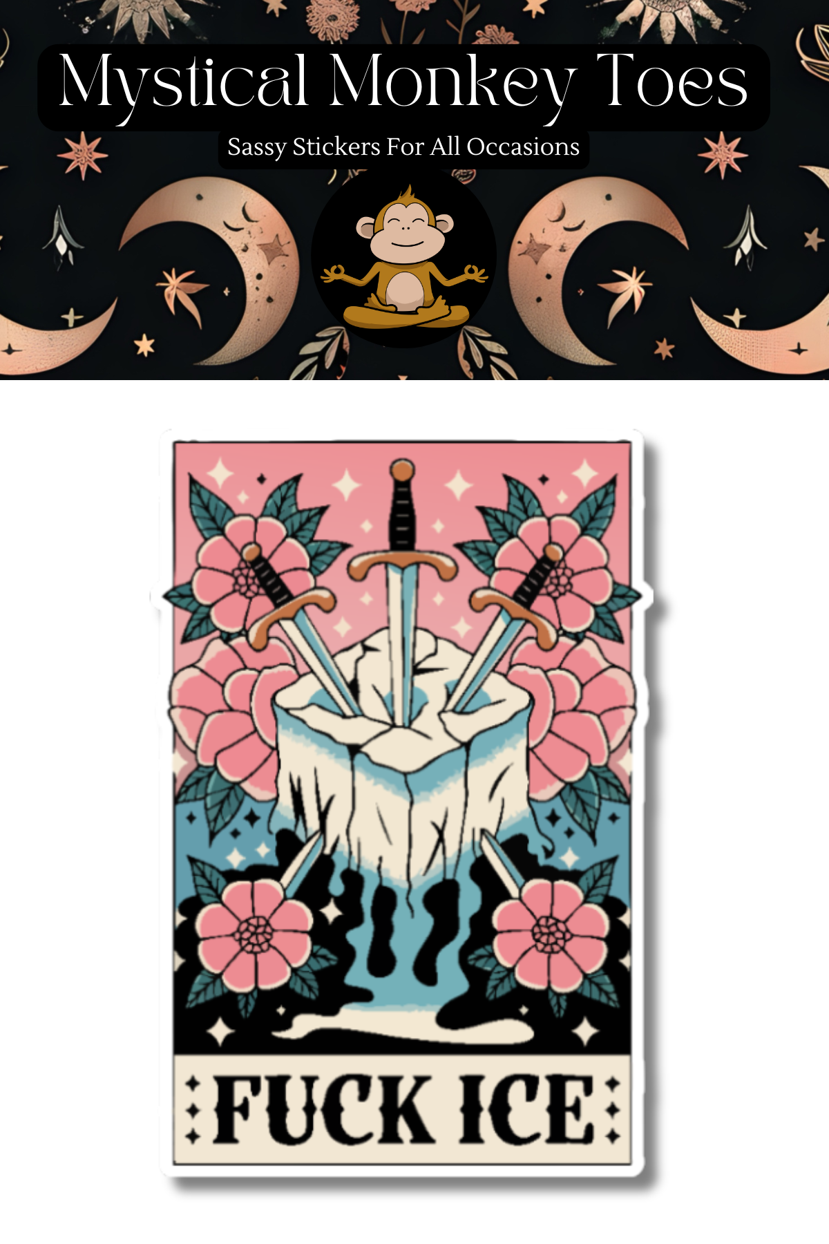 Sticker with floral design and text &