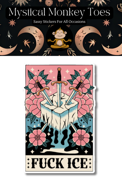 Sticker with floral design and text &
