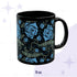 11oz Abolish ICE coffee mug, black ceramic with gothic floral wrap print and hand-lettered activist message