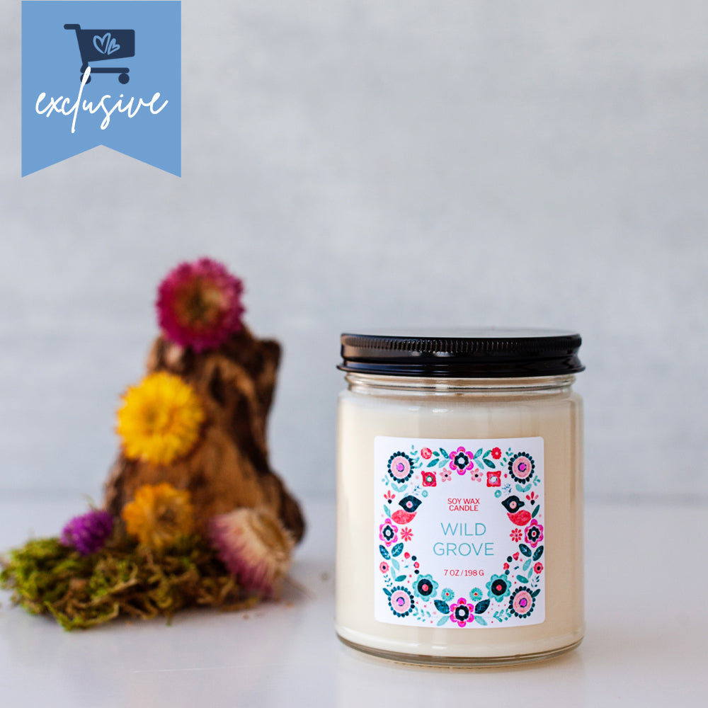 Wild Grove handmade soy wax candle with palo santo lavender and sage — small batch natural candle, woman-owned, no synthetic fragrance, activist gift, handmade in California, exclusive to Little Blue Market