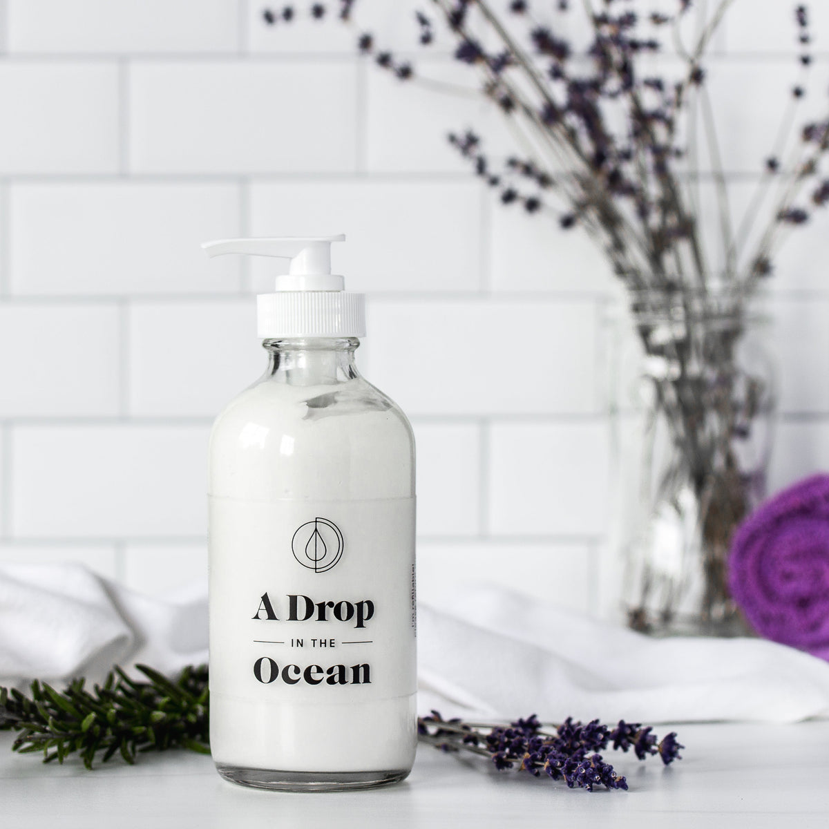 Refillable Body Lotion - Lavender Rosemary scent - New Bottle - 8oz