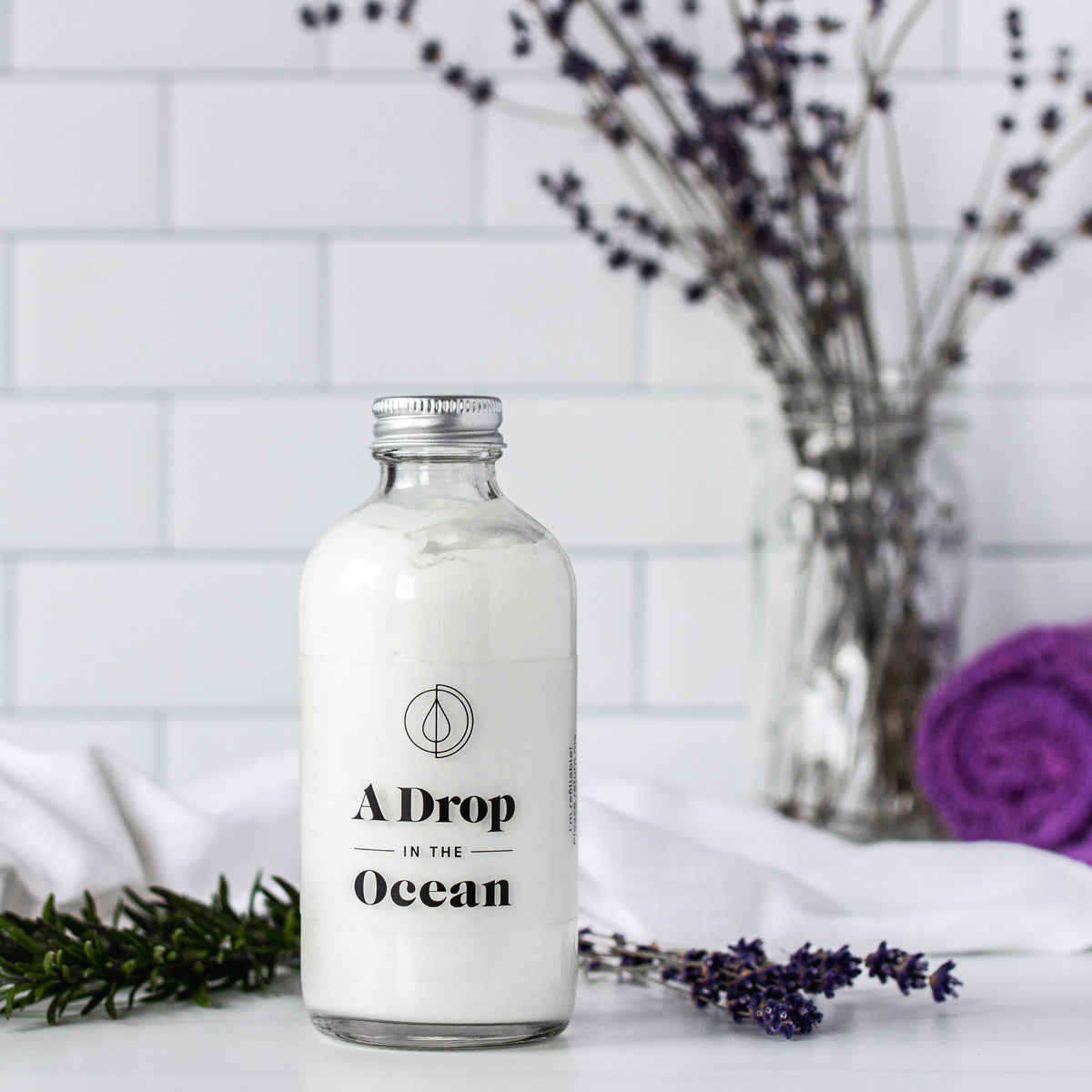 Refillable Body Lotion - Lavender Rosemary scent - Refill  Bottle - 8oz