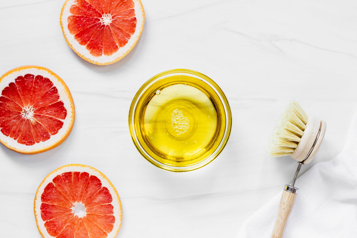 Refillable Dish Soap - Grapefruit Scent - Flat Lay