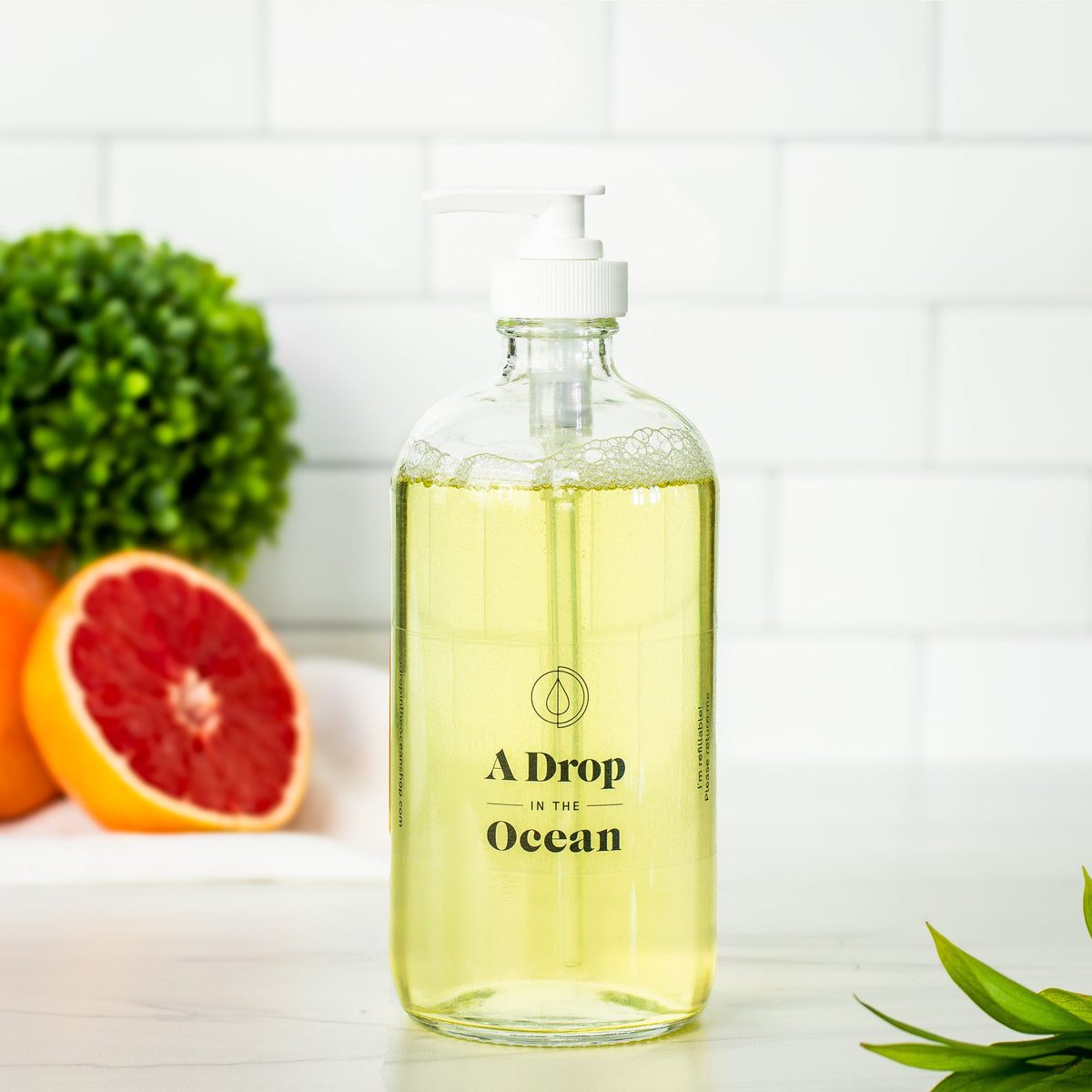 Refillable Liquid Hand Soap - Grapefruit Bergamot scent - New Bottle - 16oz