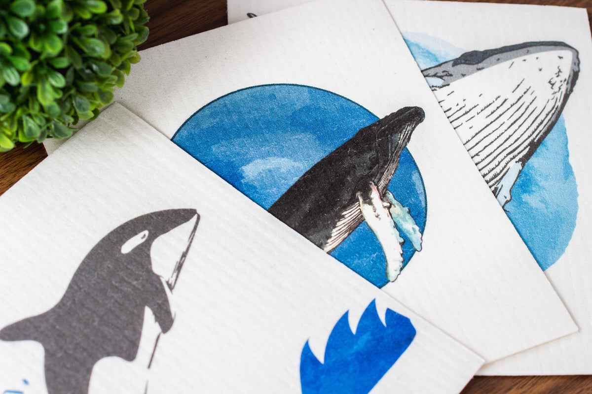 Zero Waste Swedish Dishcloths - The Marine Mammal Collection