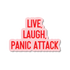 Pink sticker with red text &