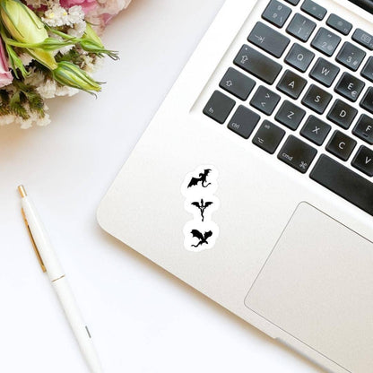 Black Flying Dragons Sticker | Fantasy Dragon Reader Sticker