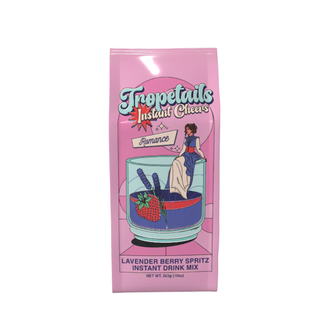 Tropetails Instant Cheers Lavender Berry Spritz instant drink mix package on a white background