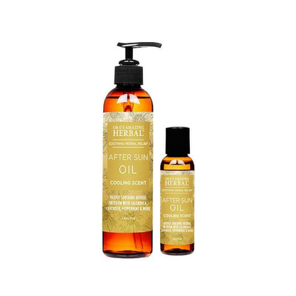 After Sun and Shave Body Oil White Background 2oz &amp; 7.5oz Bottle
