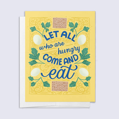 Yellow card with blue text &