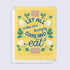 Yellow card with blue text &