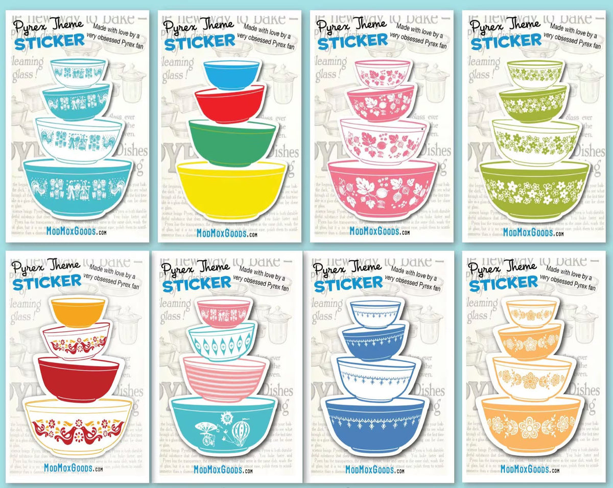STICKERS Pyrex bowl stacks  choose one or more or all 8