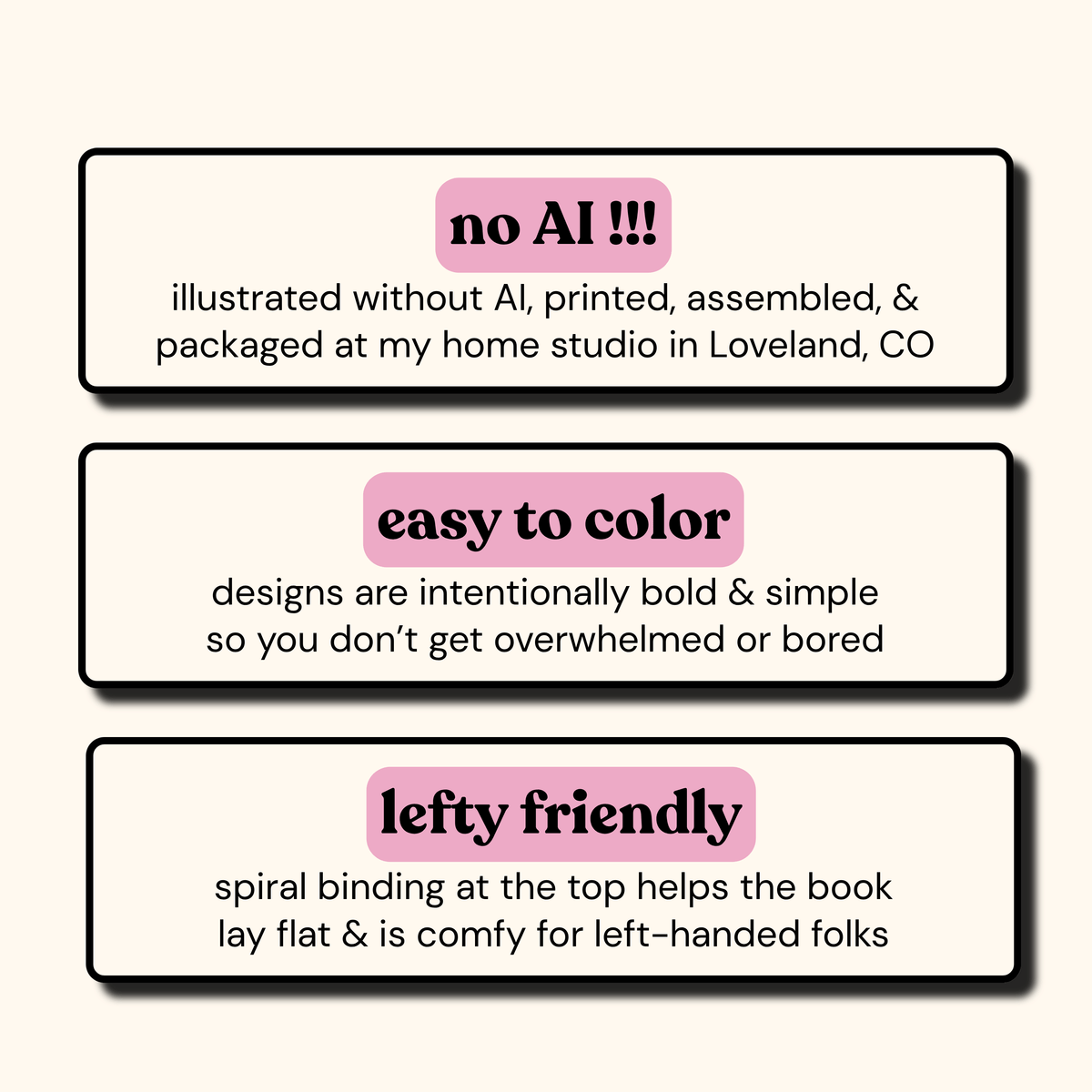 Spiral Bound Coloring Book Set, Simple Mindful Coloring Pages for Stress Relief