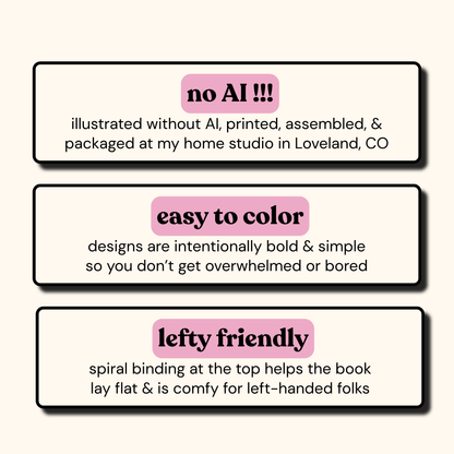 Spiral Bound Coloring Book Set, Simple Mindful Coloring Pages for Stress Relief