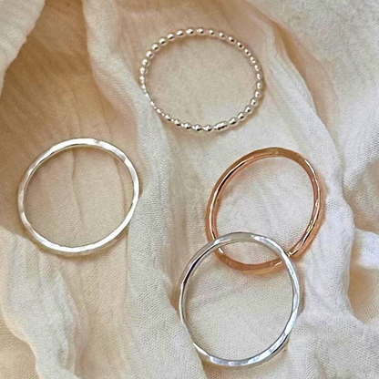 Gold Hammered Stacking Ring - Medium Weight