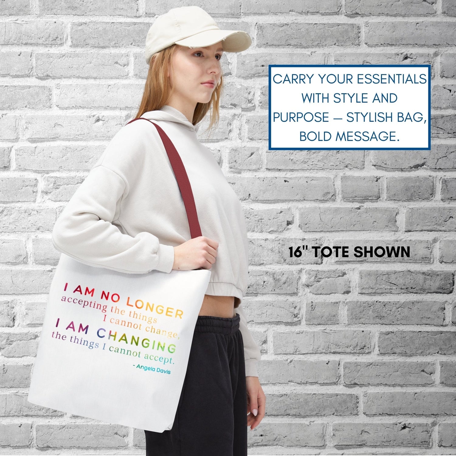 angela-davis-quote-tote-political-activist-carry-all-i-am-no-longer-accepting-i-am-changing-market-library-grocery-book-bag