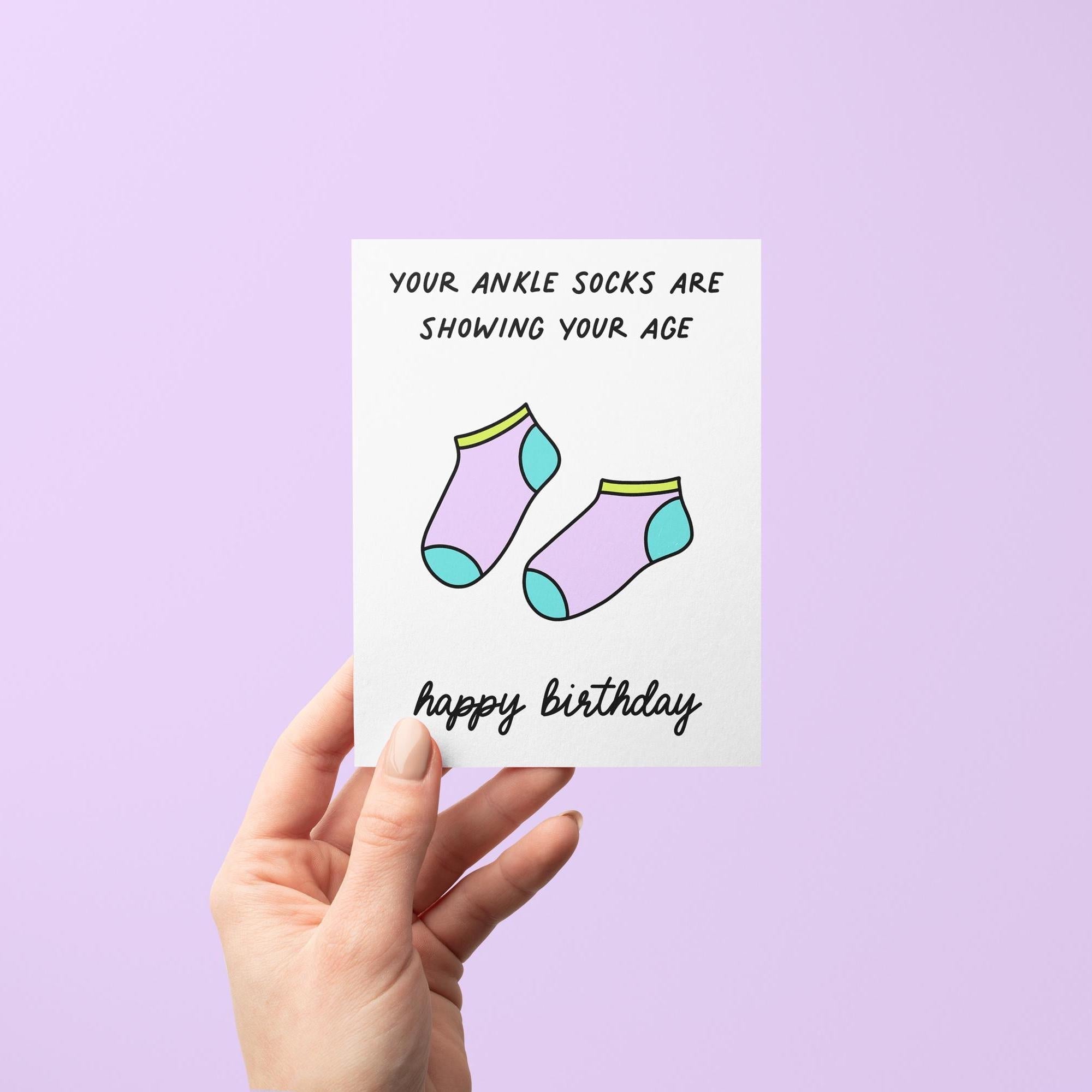 Ankle socks millennial birthday card - MangoIllustrated - Greeting Cards