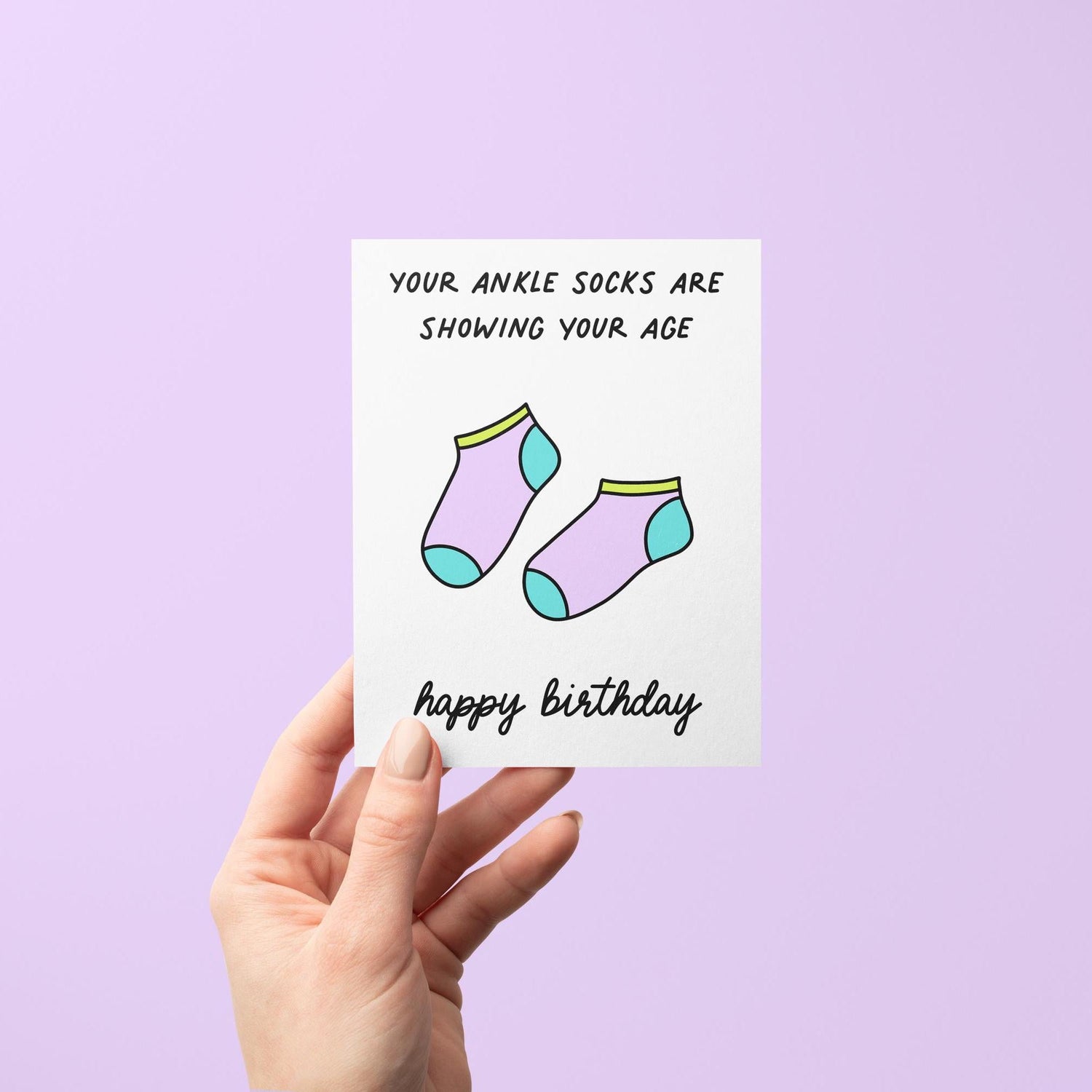 Ankle socks millennial birthday card - MangoIllustrated - Greeting Cards