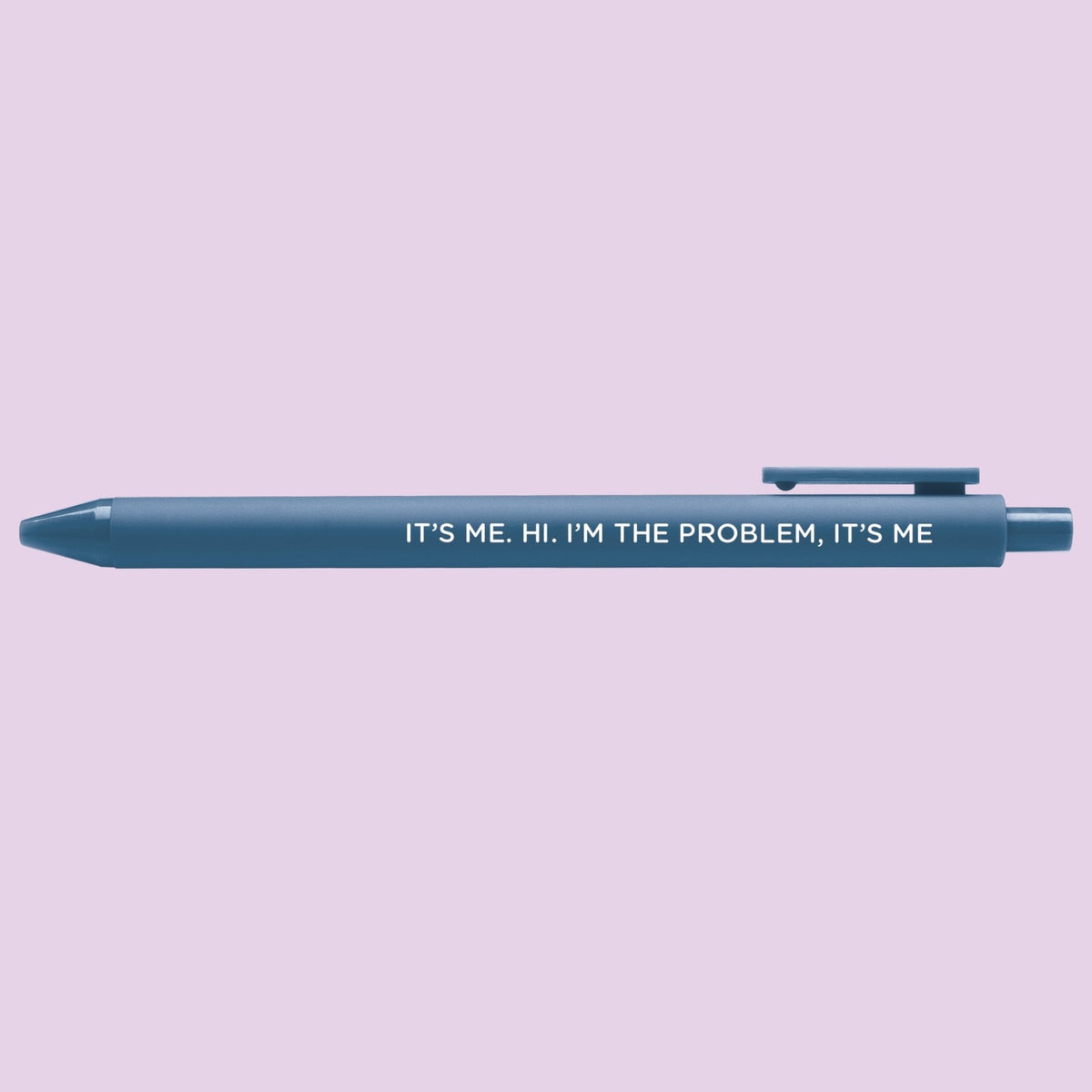 Anti-hero jotter gel pen flat lay — navy barrel Midnights era desk pen by indie artist MangoIllustrated