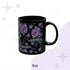 11 oz anti-Trump hidden message mug with dark botanical floral wrap print on black ceramic