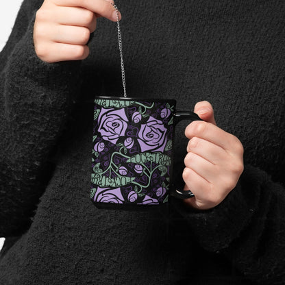 close up of woman steeping tee in a fuck trump hidden message mug