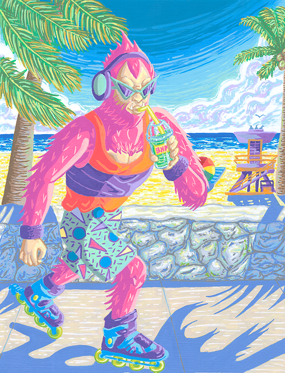Skunk Ape Rollerblading Print