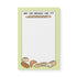 Notepad with green border, bread illustrations (baguette, croissant, loaf), and text “Are You Bready For It?” – cute Swiftie bread-themed stationery gift.