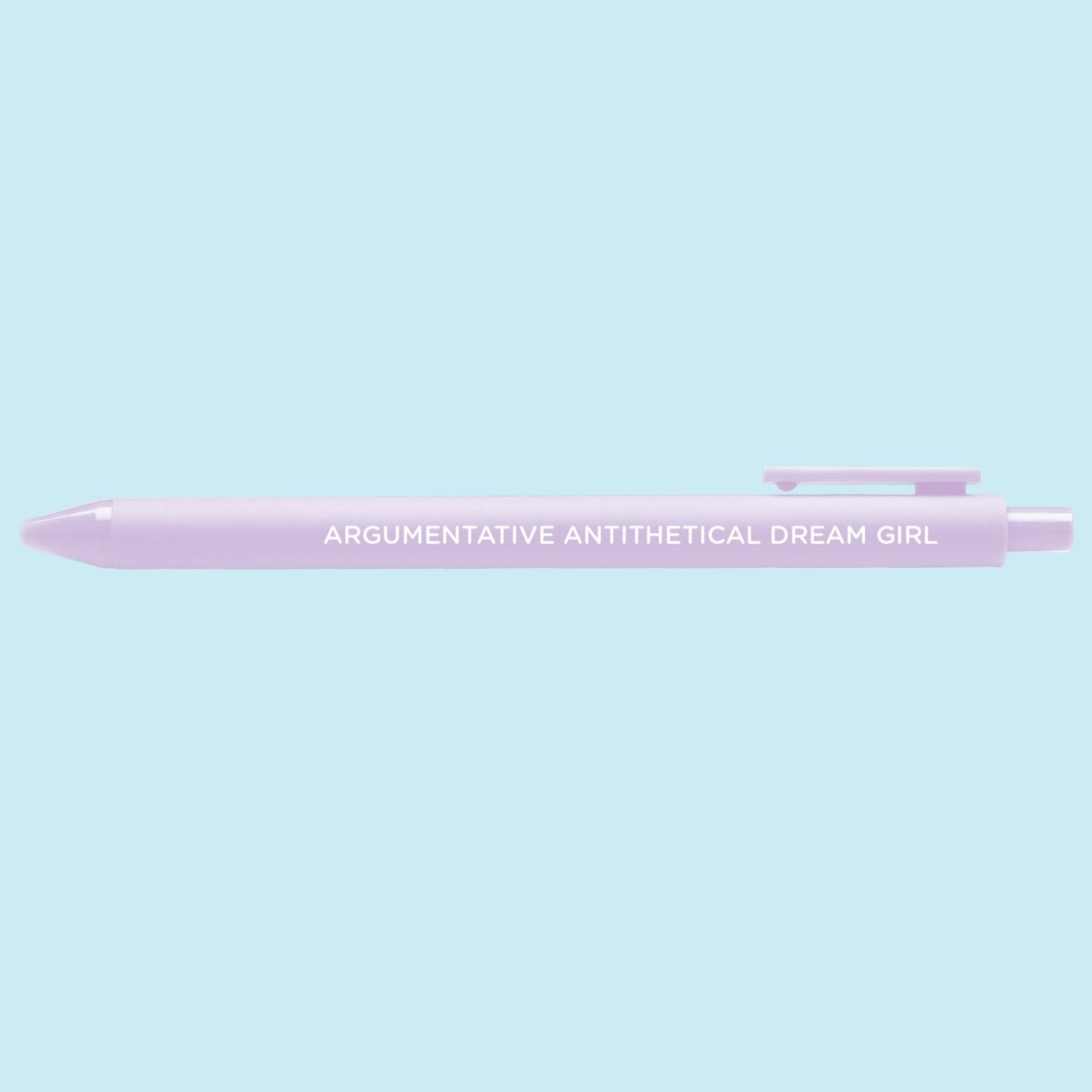 Argumentative Antithetical Dream Girl pen flat lay — Midnights era music fan pen by MangoIllustrated