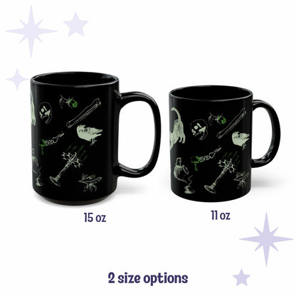 Arsenic green cybergoth zombie icons mug shown in 15 oz and 11 oz sizes side by side
