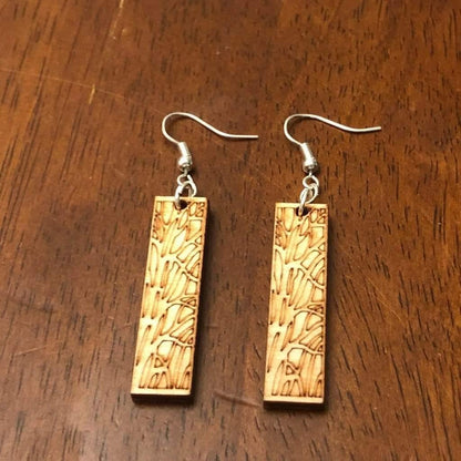 Art Nouveau Tree Bar Wooden Dangle Earrings - - Cate&